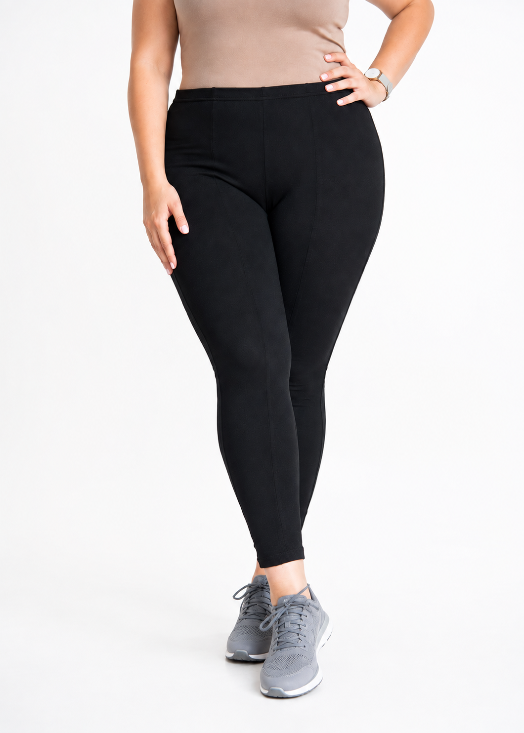 Legginsy Bawełniane Damskie Maxi Plus Size Czarne